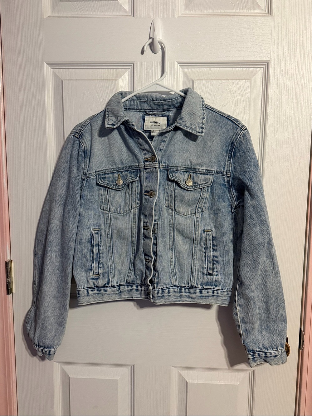 Forever 21 Faded Blue Denim Jacket with Chest Pockets